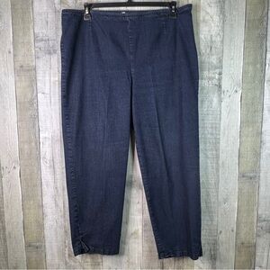 Eileen Fisher 1X Blue Denim Jeans Side Zip Stretch Waistband High Rise Cropped